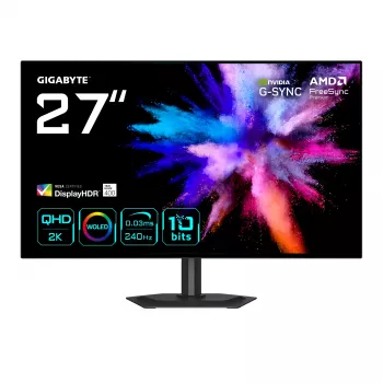 27 colių OLED 2K QHD žaidimų monitorius GIGABYTE GO27Q24G — 2560x1440, 240Hz, 0,03ms, FreeSync Premium, G-Sync suderinamas, HDMI 2.1, DP 1.4