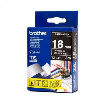Brother TZ-345 etikečių gamybos juosta Balta ant juodos