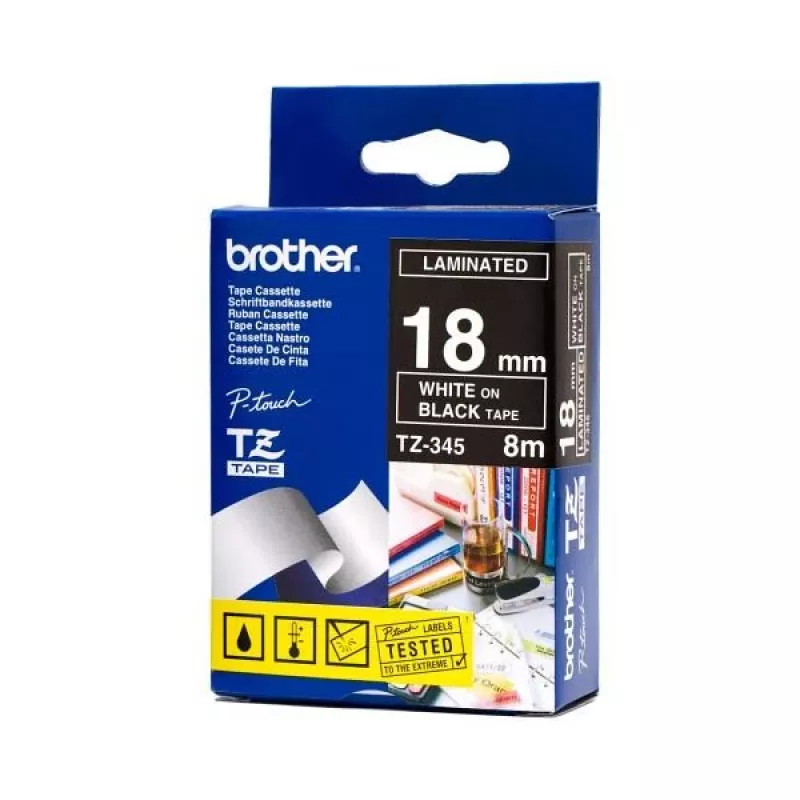 Brother TZ-345 etikečių gamybos juosta Balta ant juodos