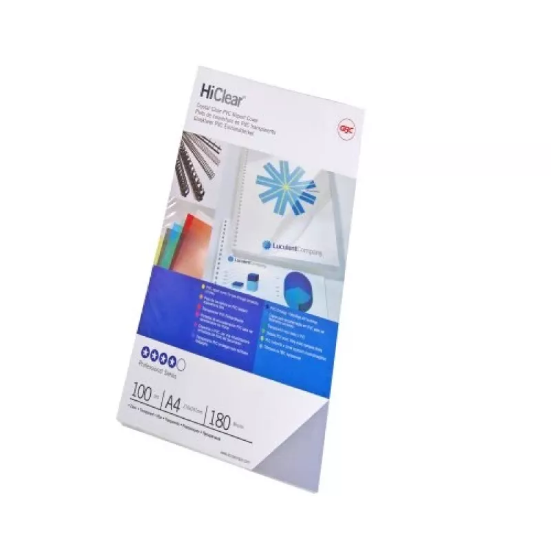 GBC Binding Cover HiClear PVC A3 240 mikronų itin skaidrus, A3, polivinilchloridas (PVC), skaidrus, 0,24 mm, 100 vnt.