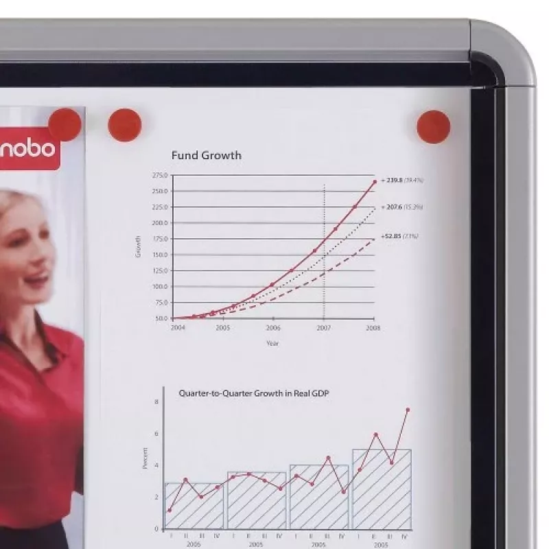 Nobo Premium Plus magnetinė lauko skelbimų lenta su užraktu 8xA4