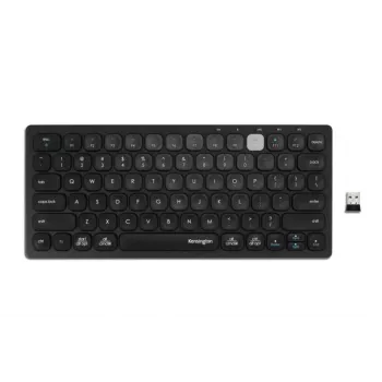 Kensington Dual Wireless Compact klaviatūra - BE, Mini, Wireless, RF Wireless + Bluetooth, AZERTY, Juoda