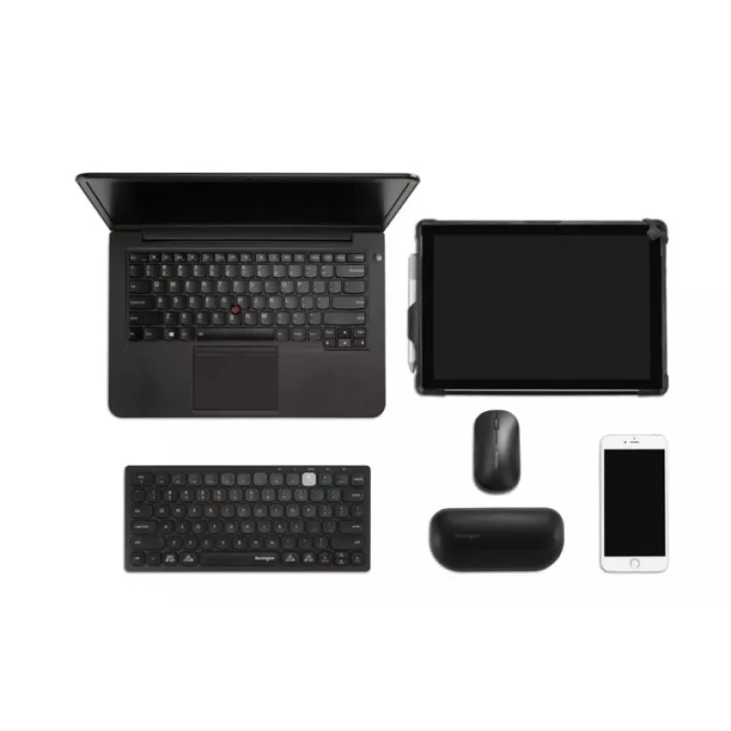 Kensington Dual Wireless Compact klaviatūra - BE, Mini, Wireless, RF Wireless + Bluetooth, AZERTY, Juoda