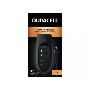 Duracell 175 W dviejų JK lizdų inverteris, universalus, automobilinis, 12 V, 175 W, nuolatinės srovės į kintamąją