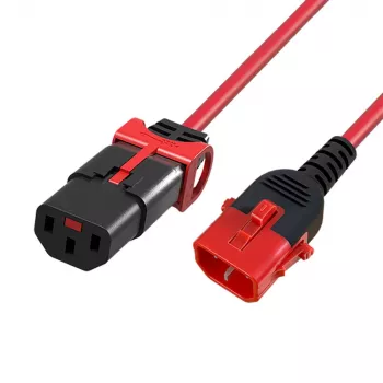 ACT maitinimo laidas C13 IEC Lock+ - C14 IEC Lock dvigubas užraktas raudonas 0,50 m, PC3613