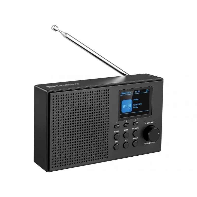 Sandberg garsiakalbis radijas DAB+BT įkraunamas, nešiojamas, analoginis ir skaitmeninis, DAB+, FM, 87.5–108 MHz, 174–240 MHz, 3 W