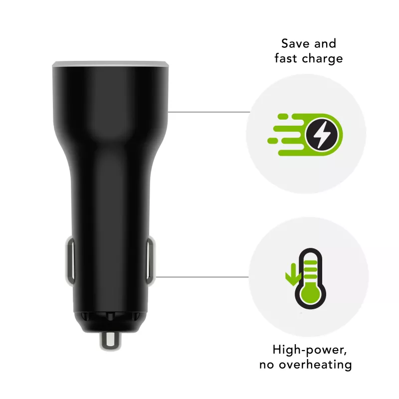 Automobilinis įkroviklis USB-C 65 W, d bramante re-charge — 12–24 V cigarečių degiklio lizdas, 1× USB-C, juodas