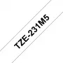 Juostinė etiketė Brother TZE-231M5 Juoda ant baltos 1,2 cm x 8 m