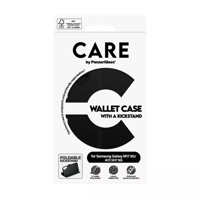 PanzerGlass CARE™ by ® Piniginės tipo dėklas su atrama Samsung Galaxy M17 5G | A17 | A17 5G