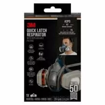 Pusės veido oro valymo respiratorius 3M 6502QLPRO — pusveidis, mėlynas/pilkas, greito sujungimo