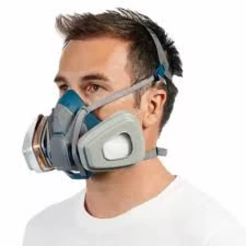 Pusės veido oro valymo respiratorius 3M 6502QLPRO — pusveidis, mėlynas/pilkas, greito sujungimo
