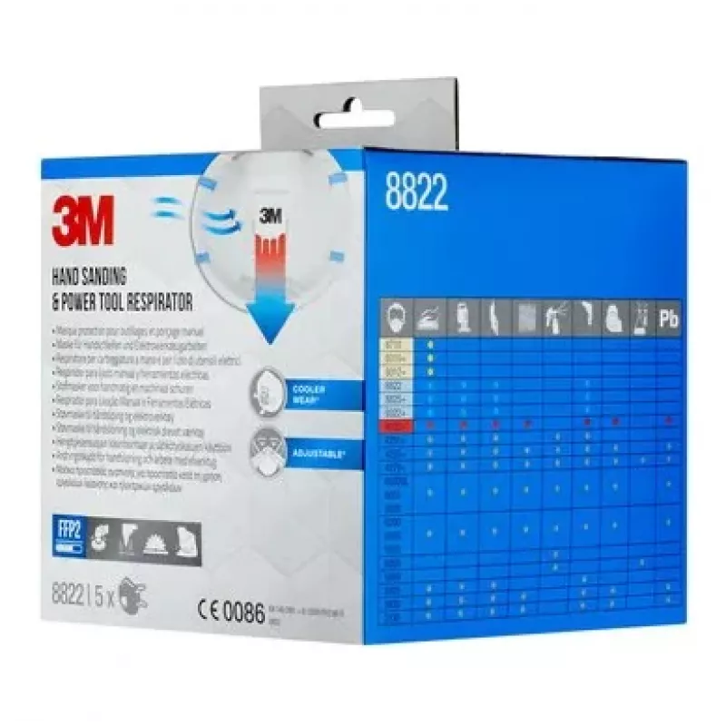 3M 8822PRO5 daugkartinis respiratorius FFP2 Pusės veido respiratorius Orą valantis respiratorius