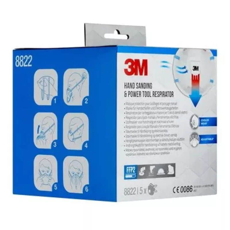 3M 8822PRO5 daugkartinis respiratorius FFP2 Pusės veido respiratorius Orą valantis respiratorius