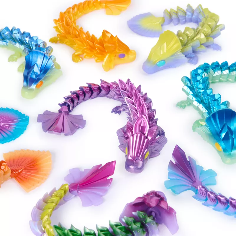 CrystaLynx Dragons, 9-inch Collectible Articulated Dragon Toy Figure for Kids & Adults, Blind Box, Fidget Toys for Home Office & Desk Decor (Styles May Vary)