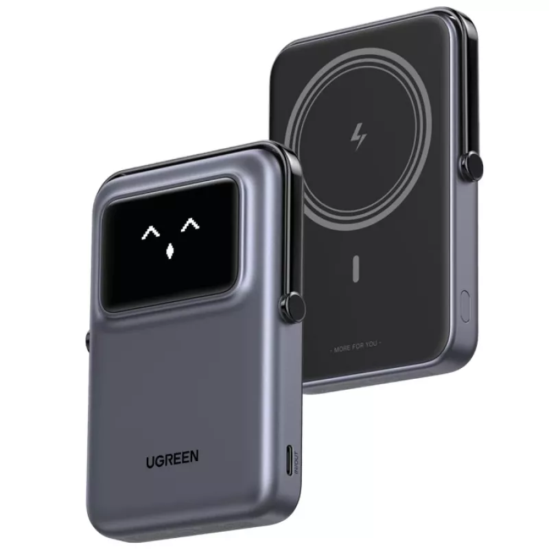 Išorinė baterija UGREEN UNO 10000 mAh, belaidis įkrovimas, juoda