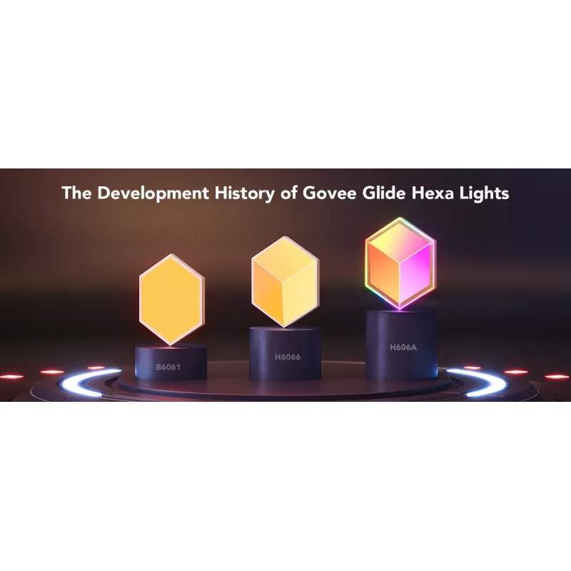 Išmanusis sieninis šviestuvas Govee Glide Hexagon Light Panels Ultra išplėtimo rinkinys – Wi‑Fi / Bluetooth, 36 V įvestis, pilkas
