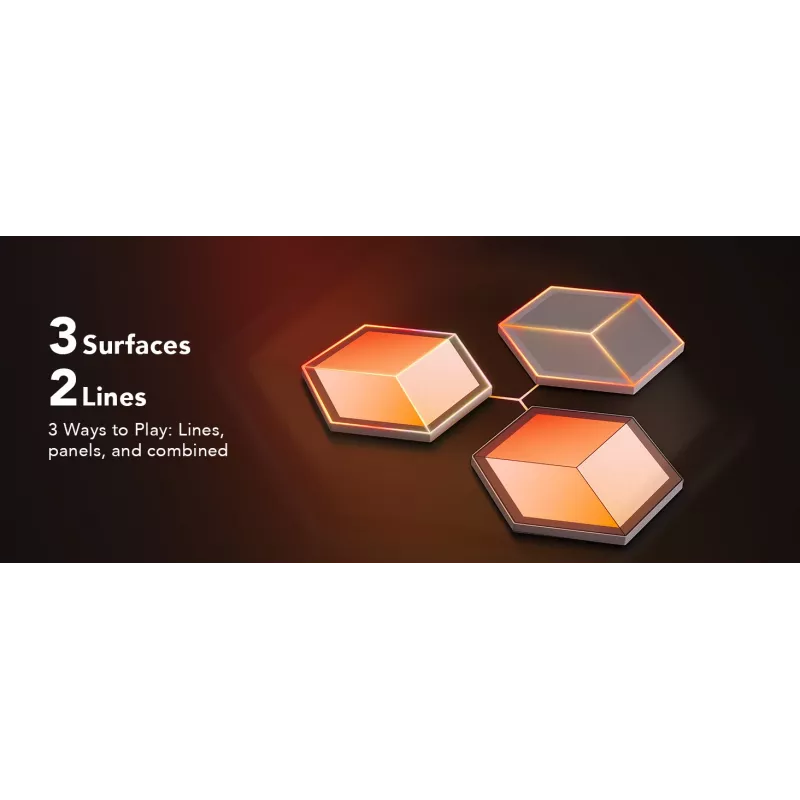 Išmanusis sieninis šviestuvas Govee Glide Hexagon Light Panels Ultra išplėtimo rinkinys – Wi‑Fi / Bluetooth, 36 V įvestis, pilkas