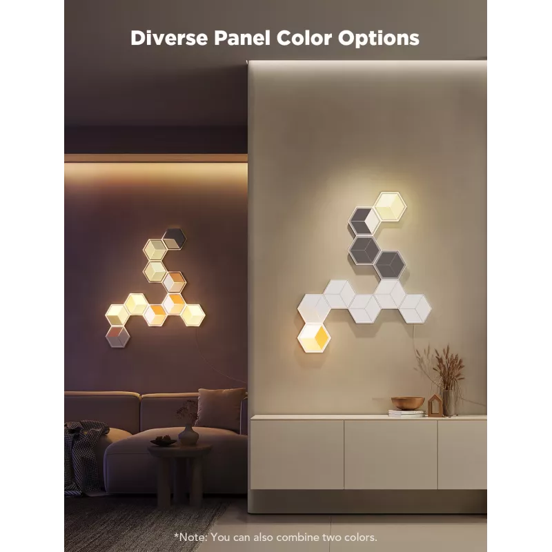 Išmanusis sieninis šviestuvas Govee Glide Hexagon Light Panels Ultra išplėtimo rinkinys – Wi‑Fi / Bluetooth, 36 V įvestis, pilkas