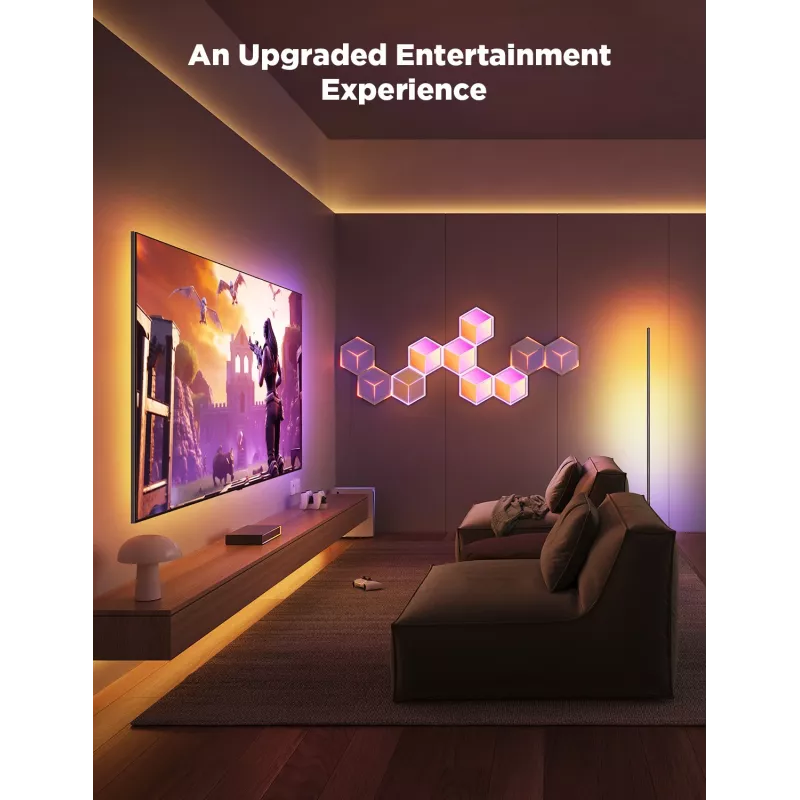 Išmanusis sieninis šviestuvas Govee Glide Hexagon Light Panels Ultra išplėtimo rinkinys – Wi‑Fi / Bluetooth, 36 V įvestis, pilkas