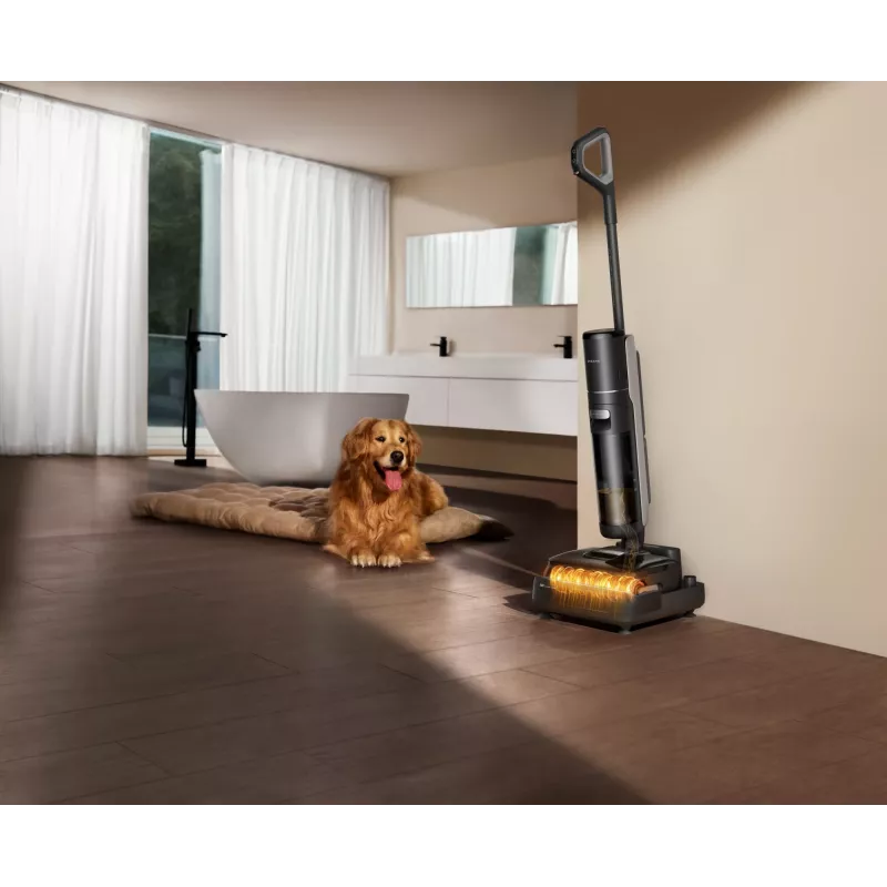 2-in-1 stick vacuum Dreame H15 Mix — maitinamas baterijomis sausas ir šlapias valymas, 400 W, 23 000 Pa, trigubas kraštų šepetys, juoda
