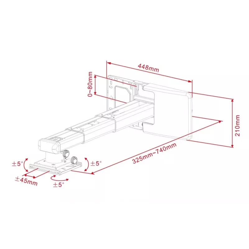 Projektoriaus laikiklis Multibrackets M Projector Mount Short Throw Deluxe 300-700 Medium Sieninis laikiklis 25 kg Balta