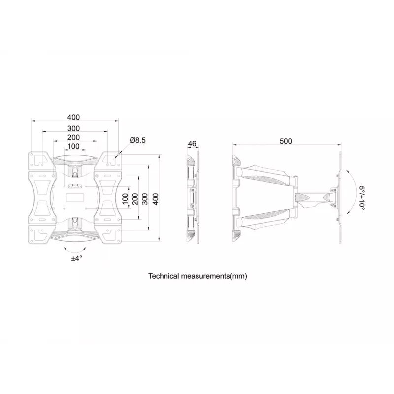 Multibrackets M VESA Flexarm visiškai judanti vienos rankos 400x400