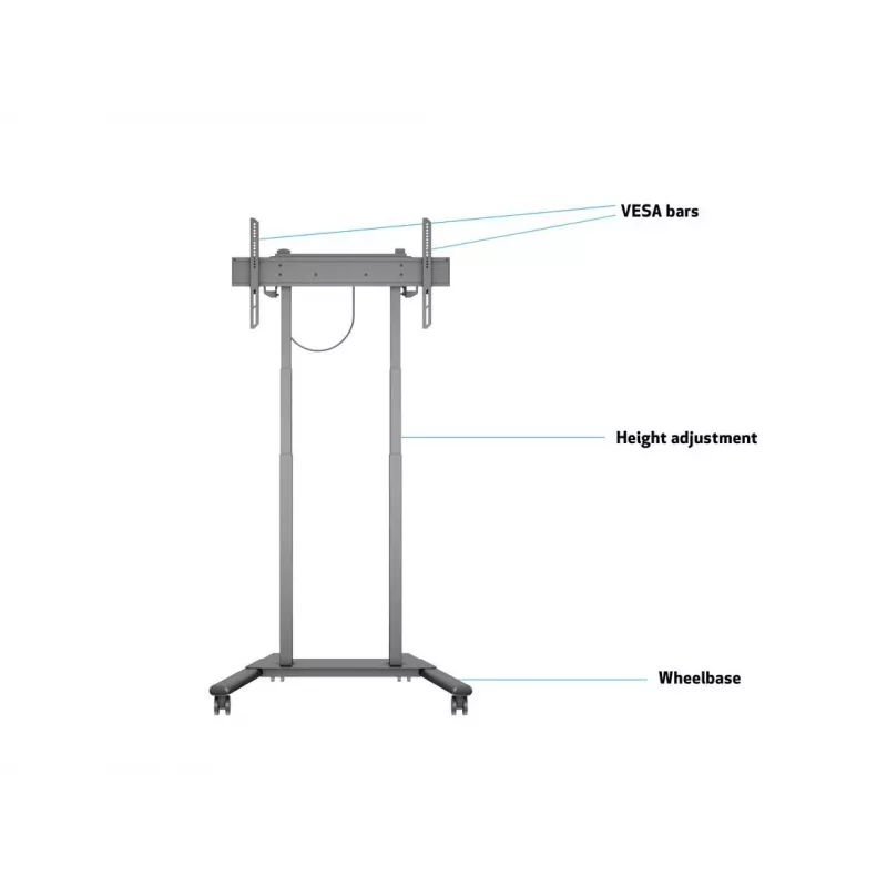 Multibrackets M motorizuotas grindų stovas 60 kg juodas Maks. svoris 60 kg Min. ekranas 94 cm Maks. ekranas 2,29 m