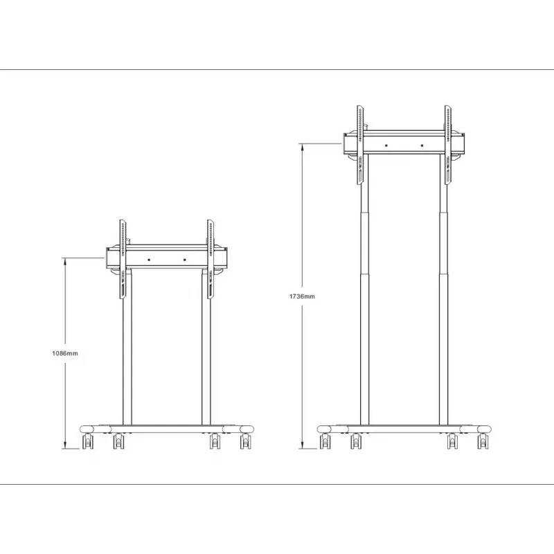 Multibrackets M motorizuotas grindų stovas 60 kg juodas Maks. svoris 60 kg Min. ekranas 94 cm Maks. ekranas 2,29 m