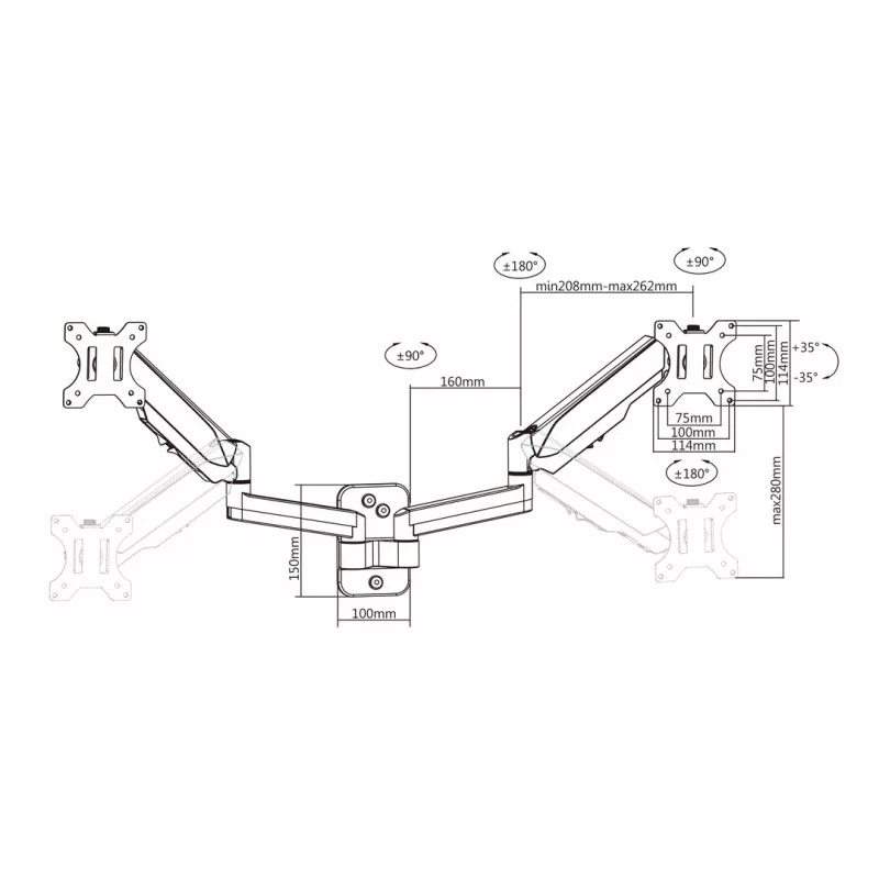 Multibrackets M Monitoriaus Laikiklis Sienai Basic Dual 16 kg 17-32 col. Juoda