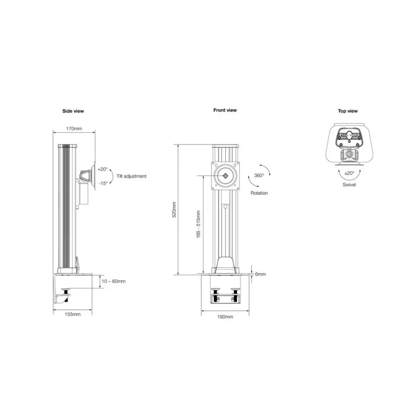 Monitoriaus laikiklis Multibrackets M VESA Deskmount HD Single 32–50 colių ekranams, spaustuvas / varžtinis tvirtinimas, maks. 24 kg, VESA 75x75–100x100, juodas