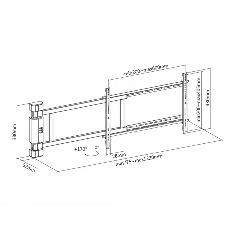 Multibrackets M motorizuotas pasukamas laikiklis X-Large 50 kg 170° juodas