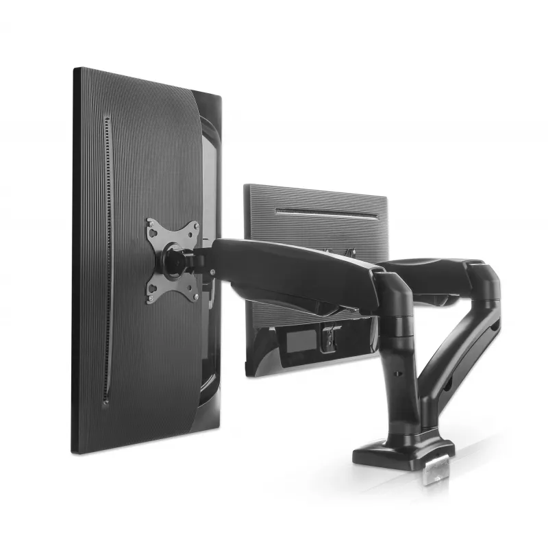 Manhattan Dual Desk Mount for TV & Monitors (Full Motion Spring), For screens 10 inch to 27 inch, C-Clamp or Grommet Assembly,VESA compatibility: 75x75 and 100x100mm -check the dimensions of the four mounting holes on back of screen to ensure it fits,Max 9kg (each),Bracket
