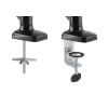 Manhattan Dual Desk Mount for TV & Monitors (Full Motion Spring), For screens 10 inch to 27 inch, C-Clamp or Grommet Assembly,VESA compatibility: 75x75 and 100x100mm -check the dimensions of the four mounting holes on back of screen to ensure it fits,Max 9kg (each),Bracket