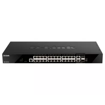 D-Link 28 prievadų gigabitinis krovimu sujungiamas išmanus valdomas komutatorius su 2 x 10GBase-T ir 2 x 10G SFP+