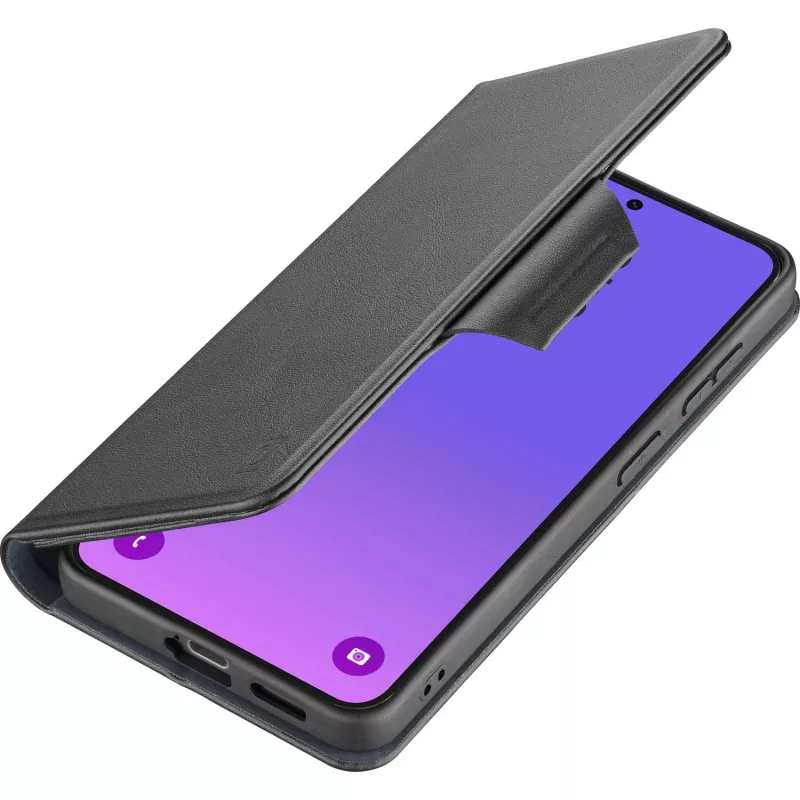 Cellularline Book Agenda 2 - Galaxy A57 knyginis dėklas iš dirbtinės odos su magnetiniu užsegimu, stovo funkcija ir RFID/NFC apsauga bekontaktėms kortelėms.