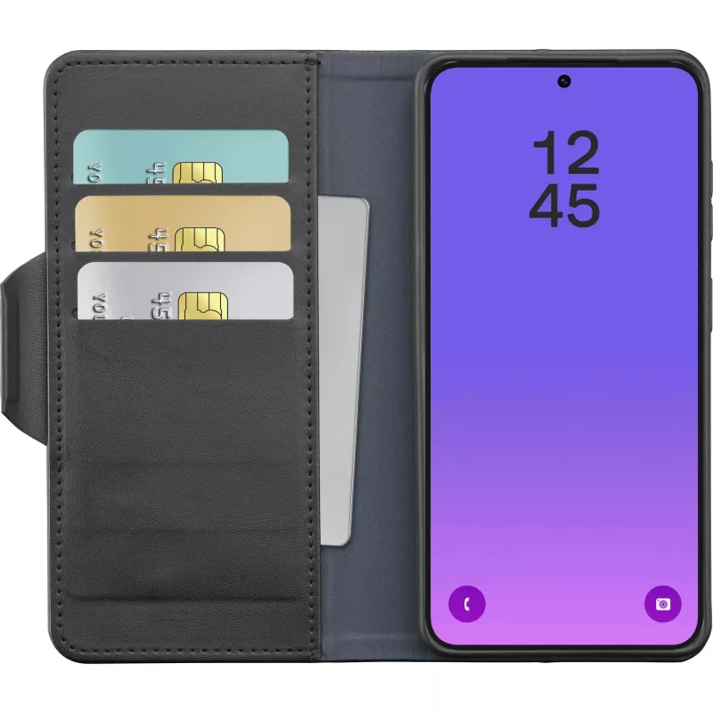 Cellularline Book Agenda 2 - Galaxy A57 knyginis dėklas iš dirbtinės odos su magnetiniu užsegimu, stovo funkcija ir RFID/NFC apsauga bekontaktėms kortelėms.