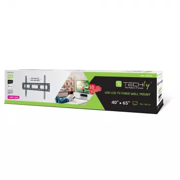 Techly sieninis laikiklis itin ploniems LED LCD televizoriams 40–65 col., 101,6 cm (40 col.), 165,1 cm (65 col.), 100 x 100 mm, 600 x 400 mm, metalinis, juodas
