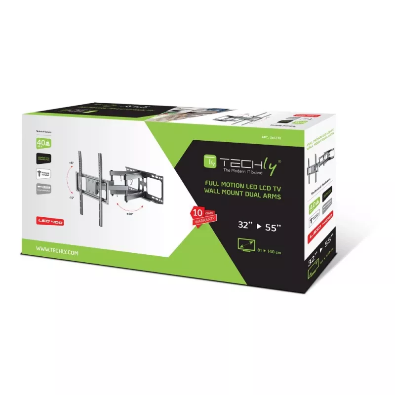 Techly ICA-PLB 344STY televizoriaus laikiklis/stovas 139,7 cm (55 coliai) Juoda