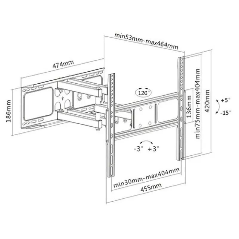 Techly ICA-PLB 344STY televizoriaus laikiklis/stovas 139,7 cm (55 coliai) Juoda