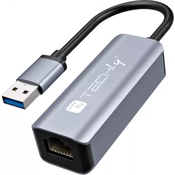 Techly IDATA USB-ETGIGA-AA nešiojo kompiuterio dokas / prievadų atkartotuvis Laidinis USB 3.2 Gen 1 (3.1 Gen 1) Type-A Juoda, Sidabrinė