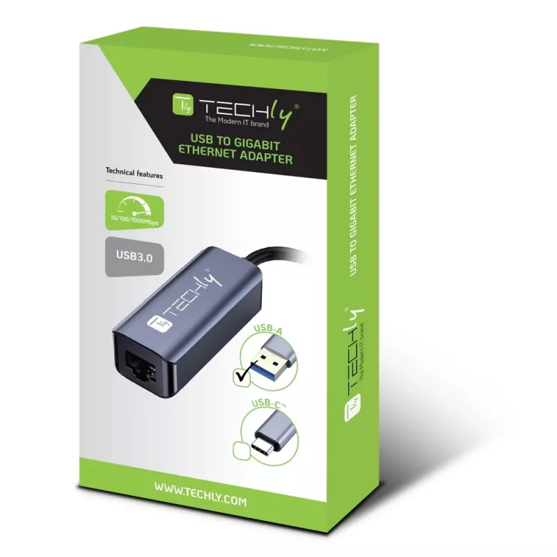 Techly IDATA USB-ETGIGA-AA nešiojo kompiuterio dokas / prievadų atkartotuvis Laidinis USB 3.2 Gen 1 (3.1 Gen 1) Type-A Juoda, Sidabrinė