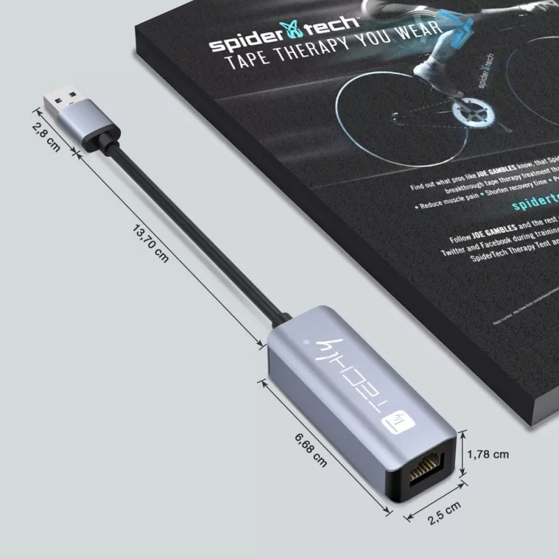 Techly IDATA USB-ETGIGA-AA nešiojo kompiuterio dokas / prievadų atkartotuvis Laidinis USB 3.2 Gen 1 (3.1 Gen 1) Type-A Juoda, Sidabrinė