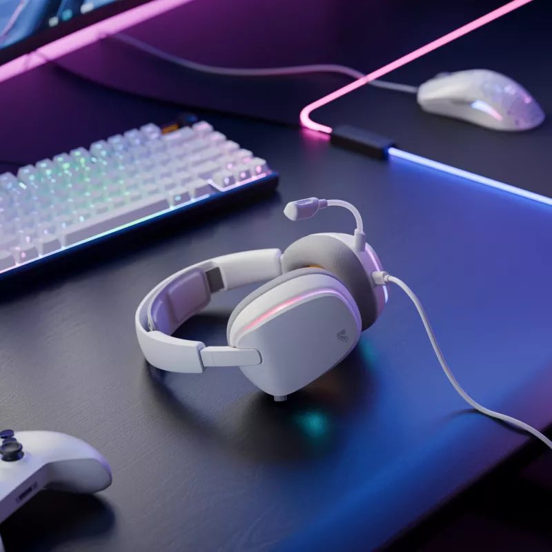 Glorious Gaming Glorious GHS Eternal RGB - stereofoninės RGB žaidimų ausinės, skirtos PC, PS5, PS4, Switch - pagal užsakymą suderintos kampinės tvarkyklės, reguliuojamas itin aiškus nuimamas mikrofonas, USB-C - patvarios, visos dienos/nakties komfortas - baltos