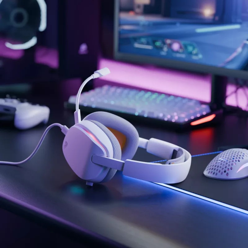 Glorious Gaming Glorious GHS Eternal RGB - stereofoninės RGB žaidimų ausinės, skirtos PC, PS5, PS4, Switch - pagal užsakymą suderintos kampinės tvarkyklės, reguliuojamas itin aiškus nuimamas mikrofonas, USB-C - patvarios, visos dienos/nakties komfortas - baltos