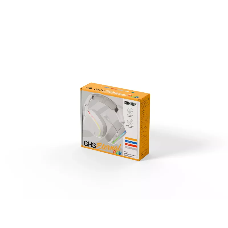 Glorious Gaming Glorious GHS Eternal RGB - stereofoninės RGB žaidimų ausinės, skirtos PC, PS5, PS4, Switch - pagal užsakymą suderintos kampinės tvarkyklės, reguliuojamas itin aiškus nuimamas mikrofonas, USB-C - patvarios, visos dienos/nakties komfortas - baltos