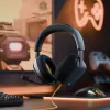 Glorious Gaming Glorious GHS Eternal - Stereo žaidimų ausinės kompiuteriui, PS5, PS4, Xbox, Switch - specialiai suderintos kampuotos tvarkyklės, reguliuojamas krištolo skaidrumo nuimamas mikrofonas, 3,5 mm - patvarios, visos dienos/nakties komfortas - juodos