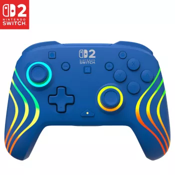 Laidinis ir belaidis žaidimų pultas Turtle Beach Afterglow Wave Blue, skirtas Nintendo Switch 2 – Bluetooth/USB-C, RGB, įmontuota 20 val. baterija, 3 m laidas