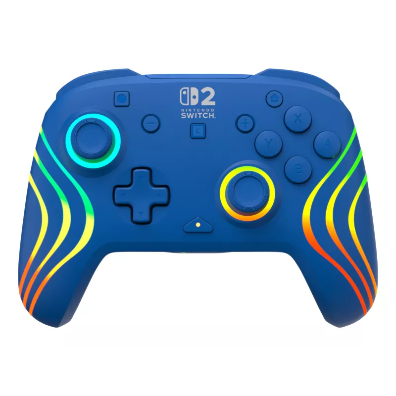 Laidinis ir belaidis žaidimų pultas Turtle Beach Afterglow Wave Blue, skirtas Nintendo Switch 2 – Bluetooth/USB-C, RGB, įmontuota 20 val. baterija, 3 m laidas