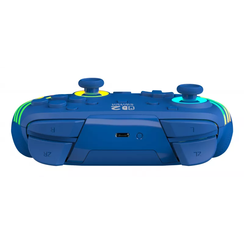 Laidinis ir belaidis žaidimų pultas Turtle Beach Afterglow Wave Blue, skirtas Nintendo Switch 2 – Bluetooth/USB-C, RGB, įmontuota 20 val. baterija, 3 m laidas