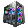 Mars Gaming MCV3 Juoda Custom XXL E-ATX Gaming bokštas priekinis ir šoninis grūdinto stiklo langas dviejų kamerų modulinis rėmas